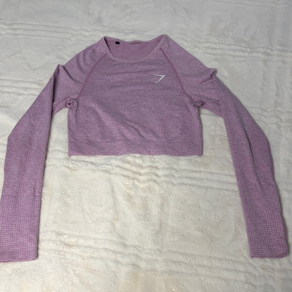 Women's Purple pink Long Sleeve Crop Top light weight
